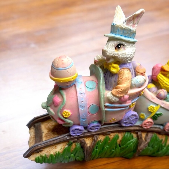 VINTAGE Easter Bunny & Chick Train Figurine – Pastel Spring Decor - Picture 7 of 11